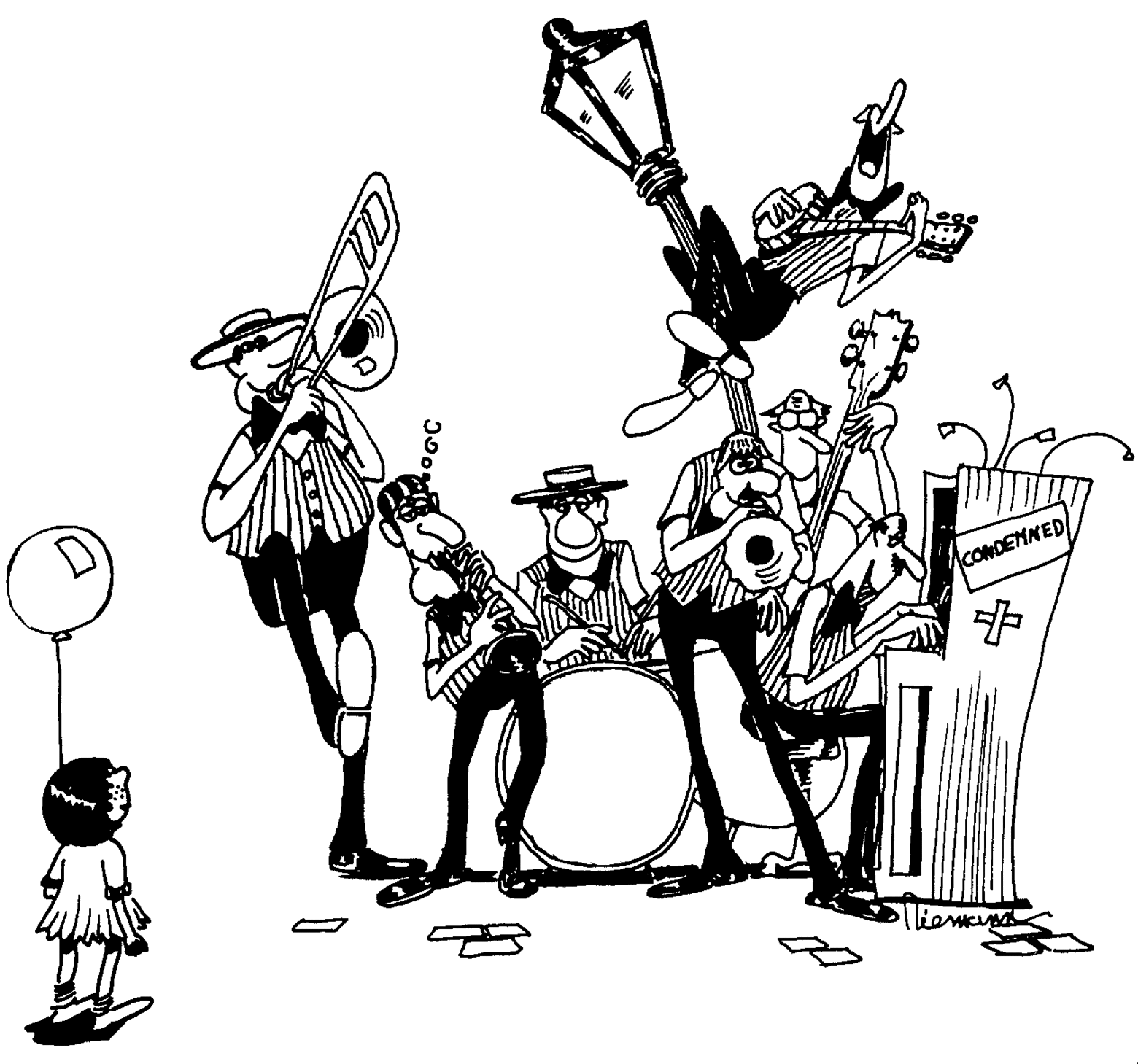 cartoon of jazz band